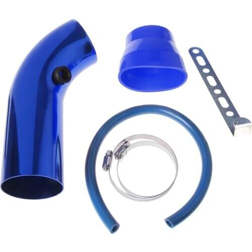 Blue 76mm 3" Car Cold Air Intake Induction Pipe Kit Filter Tube System