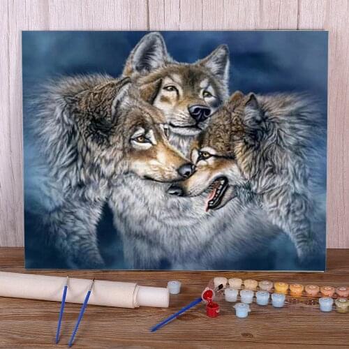 Snow Wolf DIY Paint By Numbers Package Acrylic Paints 40*50 Boards By Numbers Decorative Paintings For Children Art