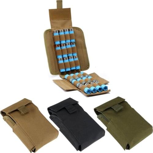 Tactical MOLLE Cartridge Pouch 25 Round 12 GA Gauge Shotgun Shell Pouch Bag Pack Nylon 1000D Hunting Airsoft Accessories