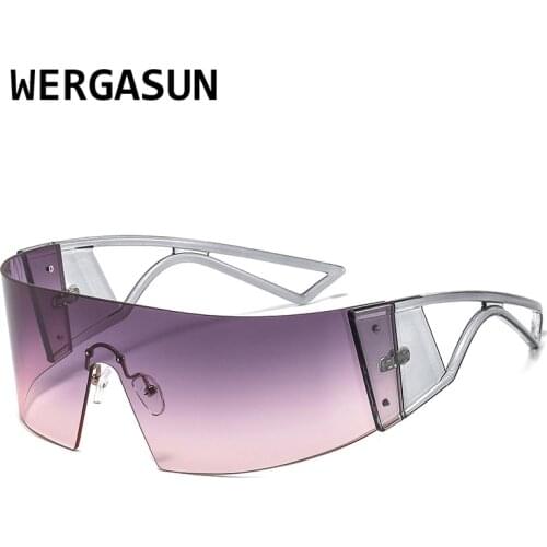 WERGASUN Oversized Women Gradient Sunglasses Fashion Rimless Female Shades Luxury Brand Designer Personality Eyewear
