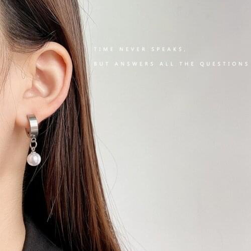 Artificial Pearl Stud Earring Women Beads Woman Earrings Pendant Ladies Fashion Jewelry Lady Silver Color Trendy Metal Kolczyki