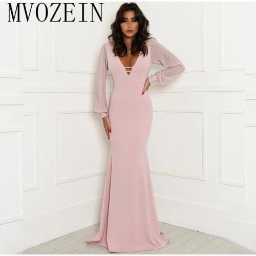 Sexy Mermaid Evening Dresses Long Pink/Black/Blue Evening Dress Floor Length Formal Gowns Party Dress robe de soiree