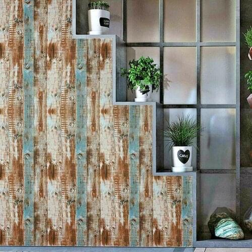 1pc Wood Self Adhesive Wallpaper Removable Peel Wall Stickers Vintage Wood Faux Vinyl Decal Home Decoration