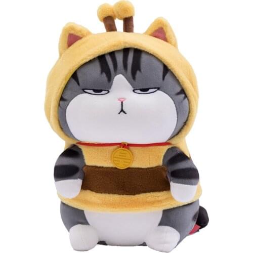 1pc 40/53cm Cute Cat & Pug Plush Toys Kawaii Animals Turn to Bee Pillow Dolls Stuffed Soft Toy for Children Girls Birthday Gift