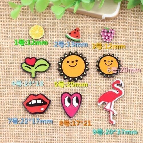 10pcs 2019 Kissing lips flamingo charms love little sun acrylic patch DIY child hair clip rubber band handmade jewelry materials