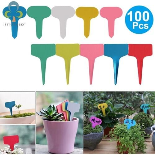 100Pcs/lot Colorful Plant Markers Garden Bonsai Succulent Tags Sign PVC Gardening Labels Stake on Soil Paint Sticks YJN