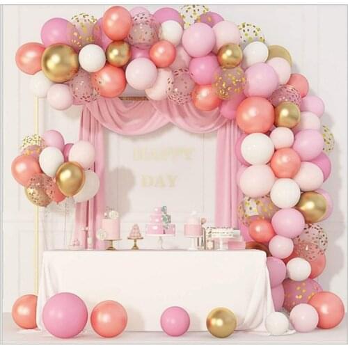 144Pc Rose Gold Balloons Garland Arch Kit 12" 10" 5" Confetti Latex Metallic Balloon for Baby Shower Wedding Party Supplies