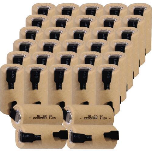 34 pcs SC 2200mah 1.2v battery NICD rechargeable batteries for makita bosch B&D Hitachi metabo dewalt for emergency light toy