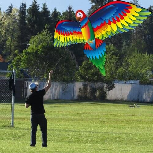 3D Parrot 100M Kite Single Line With Tail Kites Outdoor Fun Toy Kite Family Outdoor Sports Toy Children Kids Fun Toys Gifts