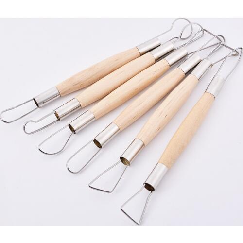 6 pieces of wood Stainless steel wire Double head clay carving Flat wire clay Auxiliary tools Art supplies Artist set
