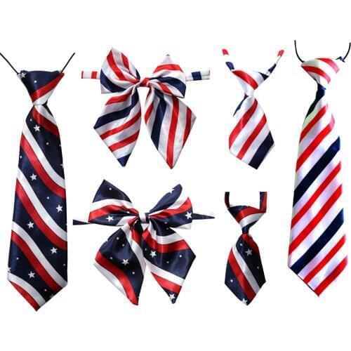 60pcs Pet Dog Bow Tie 4th of July/July 4th Adjustable Dog Bow Tie&Neck Tie Collar Pet Grooming Accessory Pet Supplies
