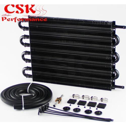 8 Row Remote Transmission Oil Cooler/Auto-Manual Radiator Converter Aluminum Universal Silver/Black