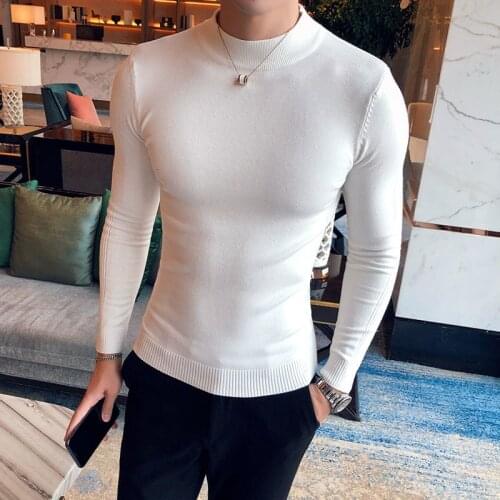 Base Shirt Mens Herren Pullover Sweater For Men Slim Sweaters Knitted Sweater Solid Color Half-turtleneck Long Sleeve Sweater