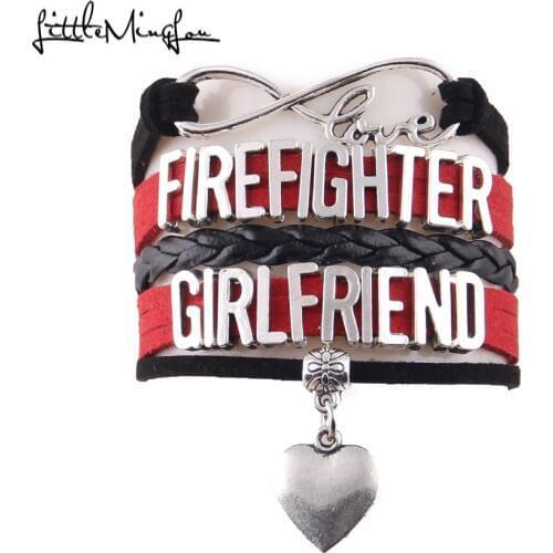 Infinity love firefighter girlfriend friend husband cousin supporter bracelet charm men bracelets & bangles for women jewelry