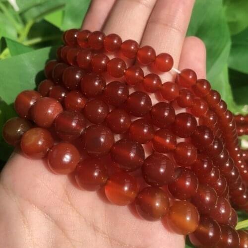 4 6 8 10 12 14mm Natural Stone Red Transparent Agate Round Loose Spacer Beads for Jewelry Making Handmade Diy Necklace 15inches