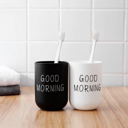 Bathroom Tumblers Good Morning Cup Round Toothbrush Toothpaste Holder Cup Travel Washing Cup Water Mug Bathroom Accessories