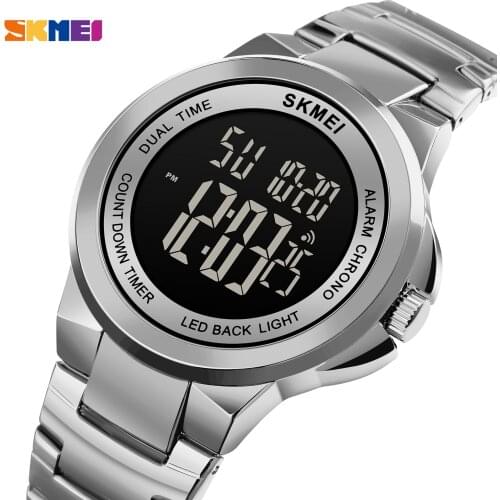 SKMEI Brand Men Digital Watches Fashion Chrono Countdown Electronic Clock Luxury Stainless Steel Mens Stopwatch Masculino 1712