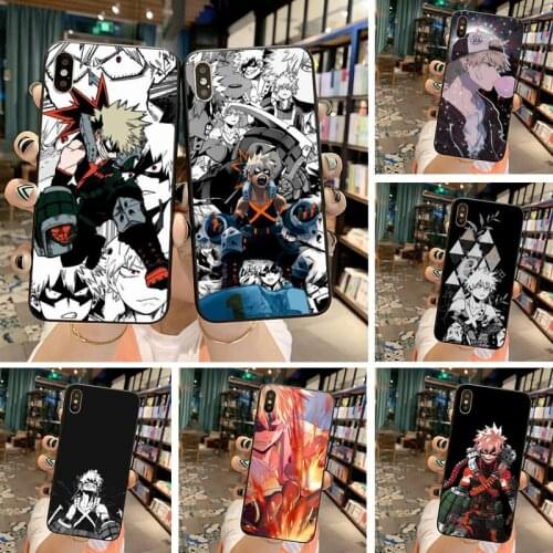 Boku no Hero Academia Katsuki Bakugou Black Cell Phone Case for iPhone 11 pro XS MAX 8 7 6 6S Plus X 5S SE 2020 XR case