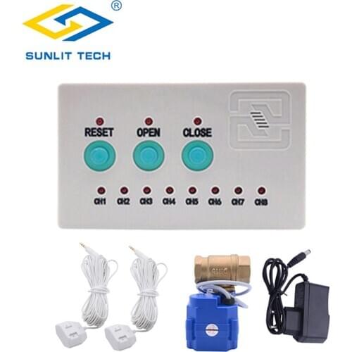 Home Alarm Water Leakage Sensor with 1pc 1/2" 3/4" 1"Valve Flood Water Leak Overflow Detector For Office Kitchen Bathroom