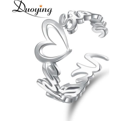 DUOYING Custom Name Ring Personalised Gold Color Wedding Rings Engraved Your Name Jewelry Initials Open Ring Supply