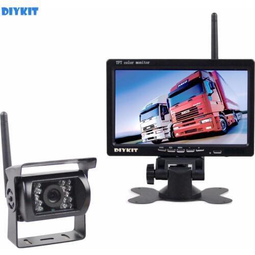 DIYKIT 7inch HD Rear View Car Monitor + IR Night Vision Car Backup Camera Wireless Parking For Car Bus Truck Caravan Trailer RV