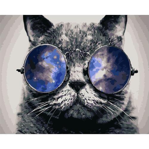 Painting By Numbers DIY Dropshipping 40x50 50x65cm Cool glasses with glasses Animal Canvas Wedding Decoration Art picture Gift