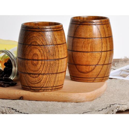 Creative wooden handmade glass Japanese wood making anti-scalding tea cup, barrel beer cup logo customization