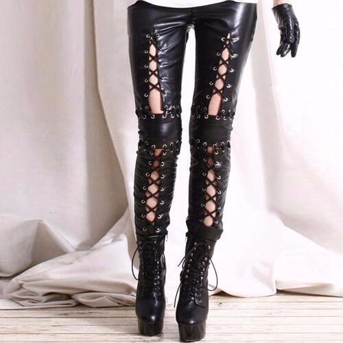 Gothic Faux Leather Leggings Fetish Sexy Lingerie Faux Leather Black Wet look Pants Punk Jeggings Fittness Clubwear