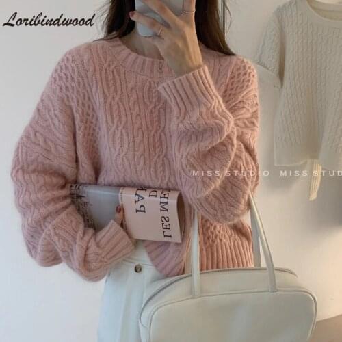 Loribindwood Japanese Pullover Sweater Women 2021 Autumn and Winter New Loose Outer Wear Soft Waxy Glutinous Twist Sweater Top