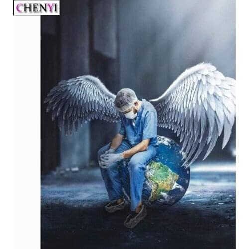 CHENYI Doctor Angel in White Diy Diamond Painting Full Square Round Drill 5D Diamond Embroidery Sale Stitch Living Room Decor