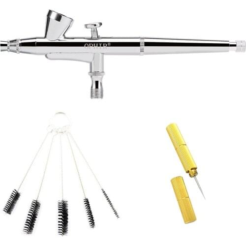 OPHIR 0.2mm Dual Action Airbrush Set Air Brush Spray Paint with Cleaning Kit for Model Hobby Nail Art Makeup _AC073+023+035