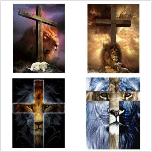 Kexinzu Full 5D Square Round Drill Diamond Painting Kit Cross Stitch Jesus Lion 5D Mosaic Embroidery Handmade Home Decor Gift