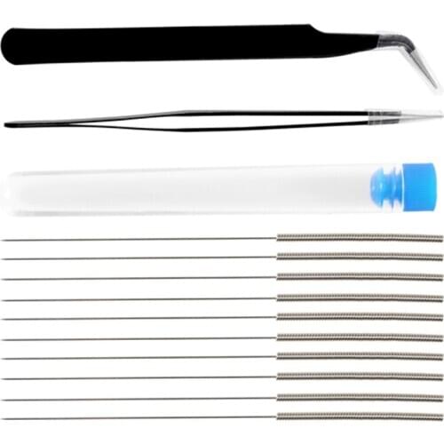 Nozzle Cleaning Needles Kit 10PCS 0.4mm Needles Cleaner with 2PCS Tweezers Cleaner Stainless Steel Nozzle Cleaning Tool Kit