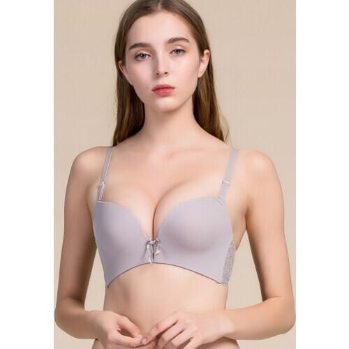 2019 New Silk Bras Summer Lace Sexy Bra Thin and Thick Three-dimensional Cup Gather Inner Layer 100% Silk Bra