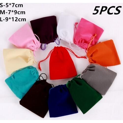 NEW 5PCS Small Velvet Bag 5x7 7x9 9x12cm Candy Nuts Jewelry Packaging Bags Party Wedding Decoration Velvet Pouch Gift Bags