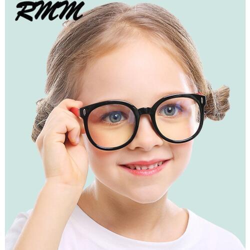 Round Anti Blue Light Kids Glasses RMM Silicone frame eyeglasses Children Clear Transparent Blocking Spectacles Computer UV400