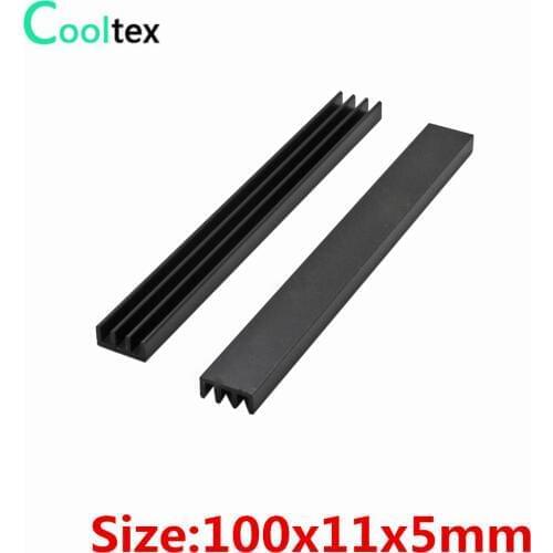 100pcs Extruded Aluminum heatsink 100x11x5mm radiator for Electronic Chip RAM LED IC heat sink COOLER cooling