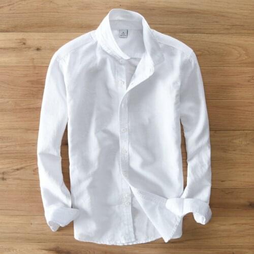 Long Sleeve Shirts for Men Basic 2021 Autumn New Classic White Tops Male Cotton Linen Breathable Mens Fashion Clothing Trends