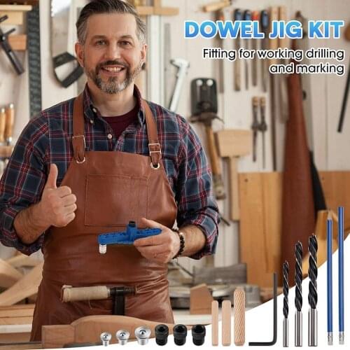 GanWei Self Centering Dowel Jig kit with Center Scriber Line Offset System Wood Doweling Hole Drilling Guide Woodworking Tools