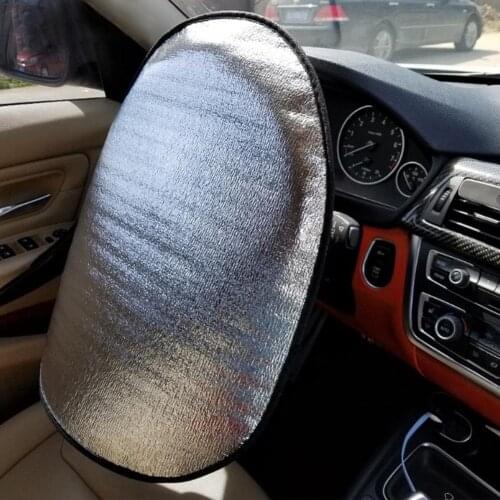 44*50cm Car Steering Wheel Sun Shade Cover Sunshade Reflective Protector Silver Aluminum Film Car Sun Sunshade Protection
