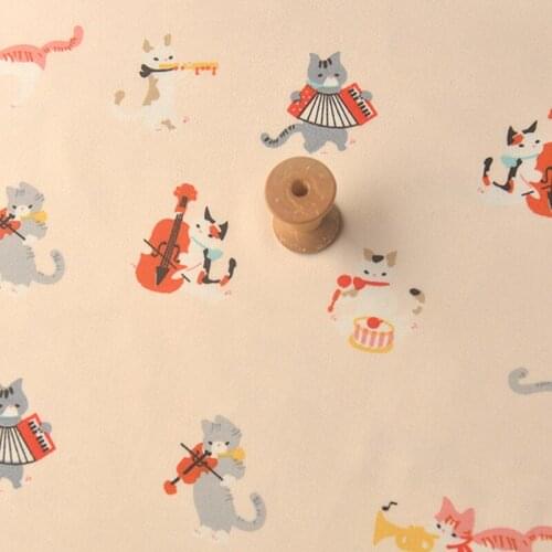 Light Apricot Musical Instrument Kitty Chiffon Cloth Jacket Dress Dress Shirt Chinese Clothing Handmade DIY Fabric