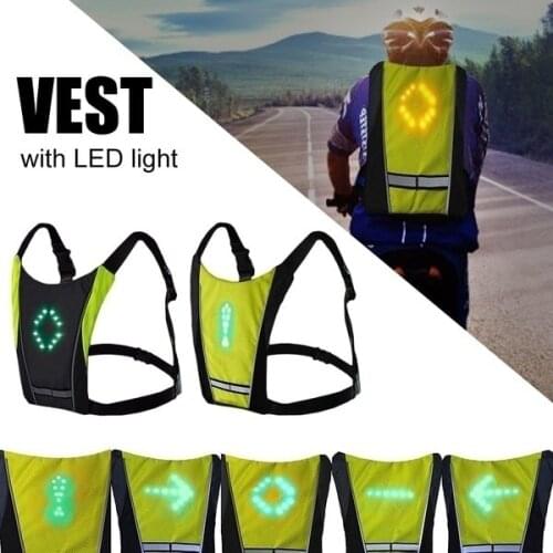 Cycling LED Signal Vest Bike Safety Wireless Turn Signal Light Riding Running Lighting Vest Safety Reflective Warning Vests