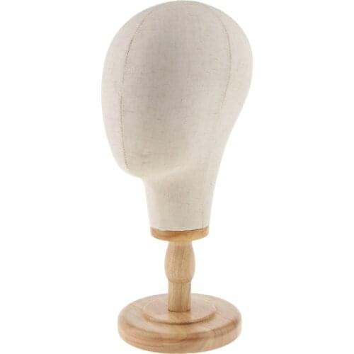 Freestanding Wigs Display Stand Hat Caps Holder Head Wig Hat Stand Beige Foams Sale for Showcase Salon Training