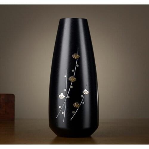 9.2 inches Japan Takaoka Art Deco Pure Brass Chisel engraving winter jasmine Vase Bottle Bronze Pot Home Furnishings gift
