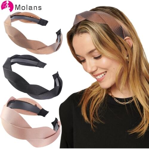 Molans 2021 Weaving Headband for Women Fashion Cross Hairbands Bezel Girls Anti-slip Hair Hoop Vintage Hair Accessories Headwear