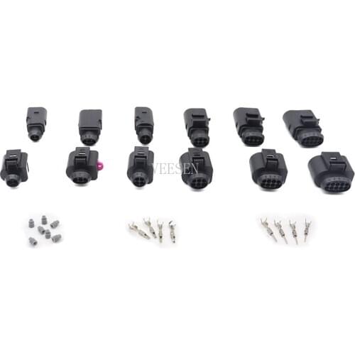1SET 2P/3P/4P/6P/8P/10P Waterproof Connector 0.5-0.8mm2 1.5 Sereis Automotive Water Temperature ABS Sensor Plug for VW Car Black