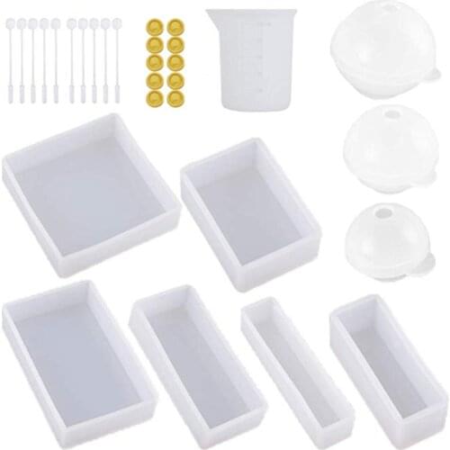 1 Set DIY Crystal Silicone Mold set Square Ball Handmade Mold For Resin Jewelry Making