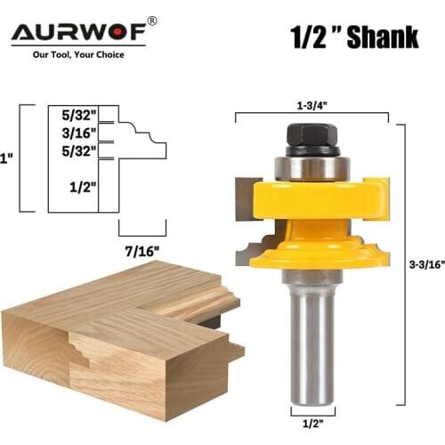 1pc 12MM 1/2 Shank Classical Reversible Rail & Stile Ogee Tenon Glass Door Router Bit Milling Cutter for Wood Woodworking 03076