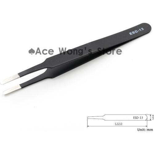 1pcs Precision ESD-13 Tweezers, stainless steel anti-static tweezers Repair Tool Soldering Station Welding Assist