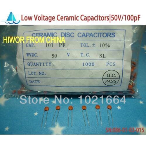 1000pcs/lot)(Ceramic Capacitors|Low) 50V 100pF, Low Voltage Ceramic Disc Capacitor, TOL.10